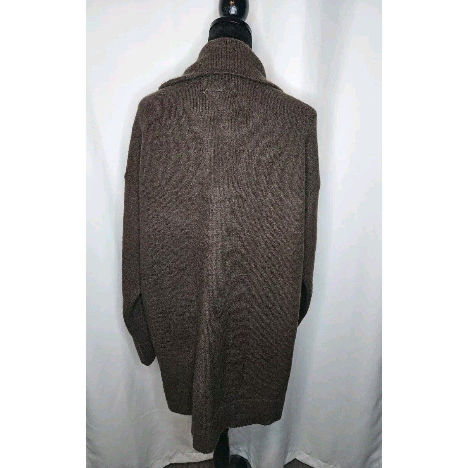 Thread & Supply Longline Women’s Cardigan Open Front Pocket Brown Sweater XL