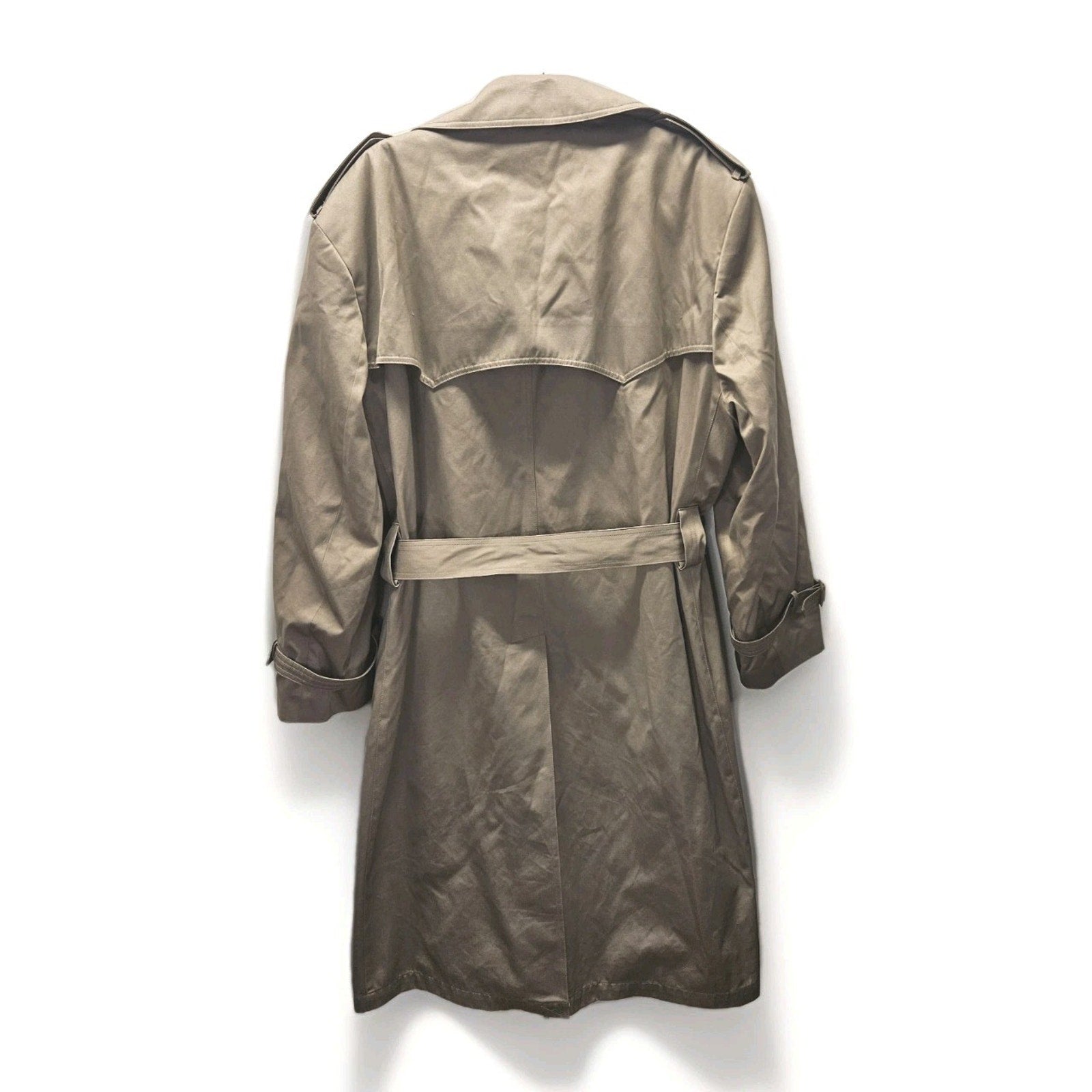 Vtg Charles Klein Solid Brown Mens Double Breasted Trench Coat Sz 46R Retro