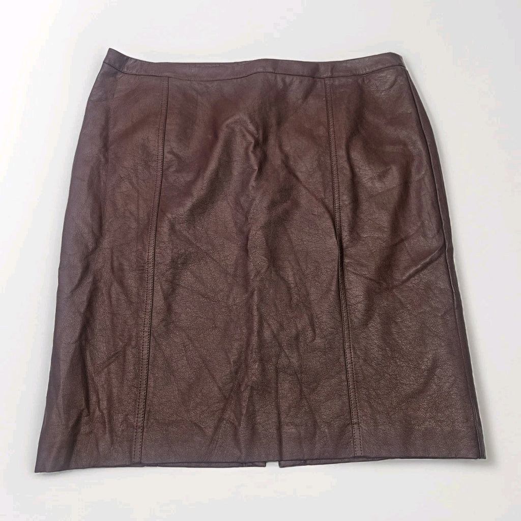 Vtg Worthington Size 16 Womens Faux Leather Pencil Skirt Burgundy Career Sexy