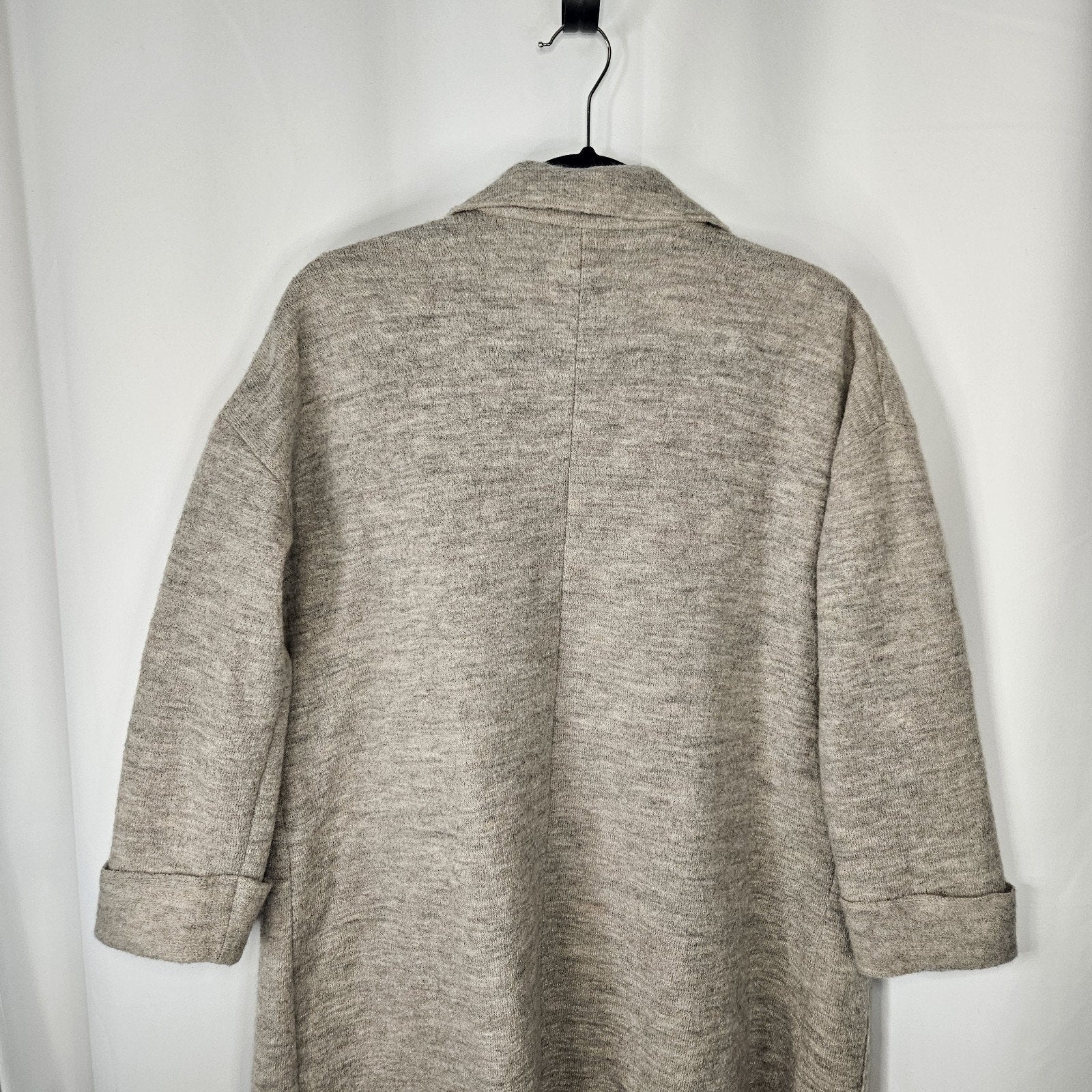 Stapf Austria Gray Beige Wool Open Long Cardigan Sweater Duster Medium