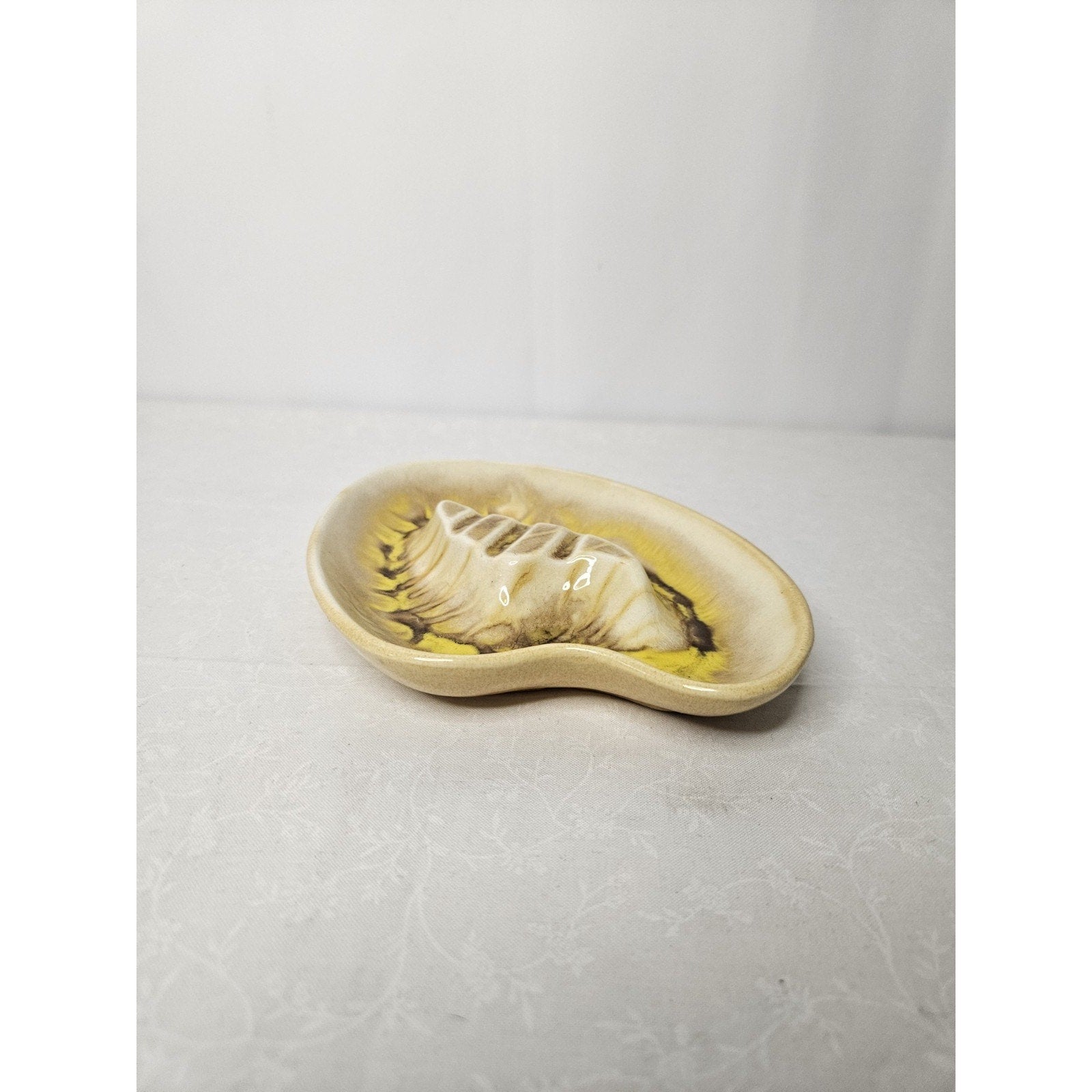 Mid Century Ceramic Ashtray Maddux Of California Handcrafted Art Pottery Yellow