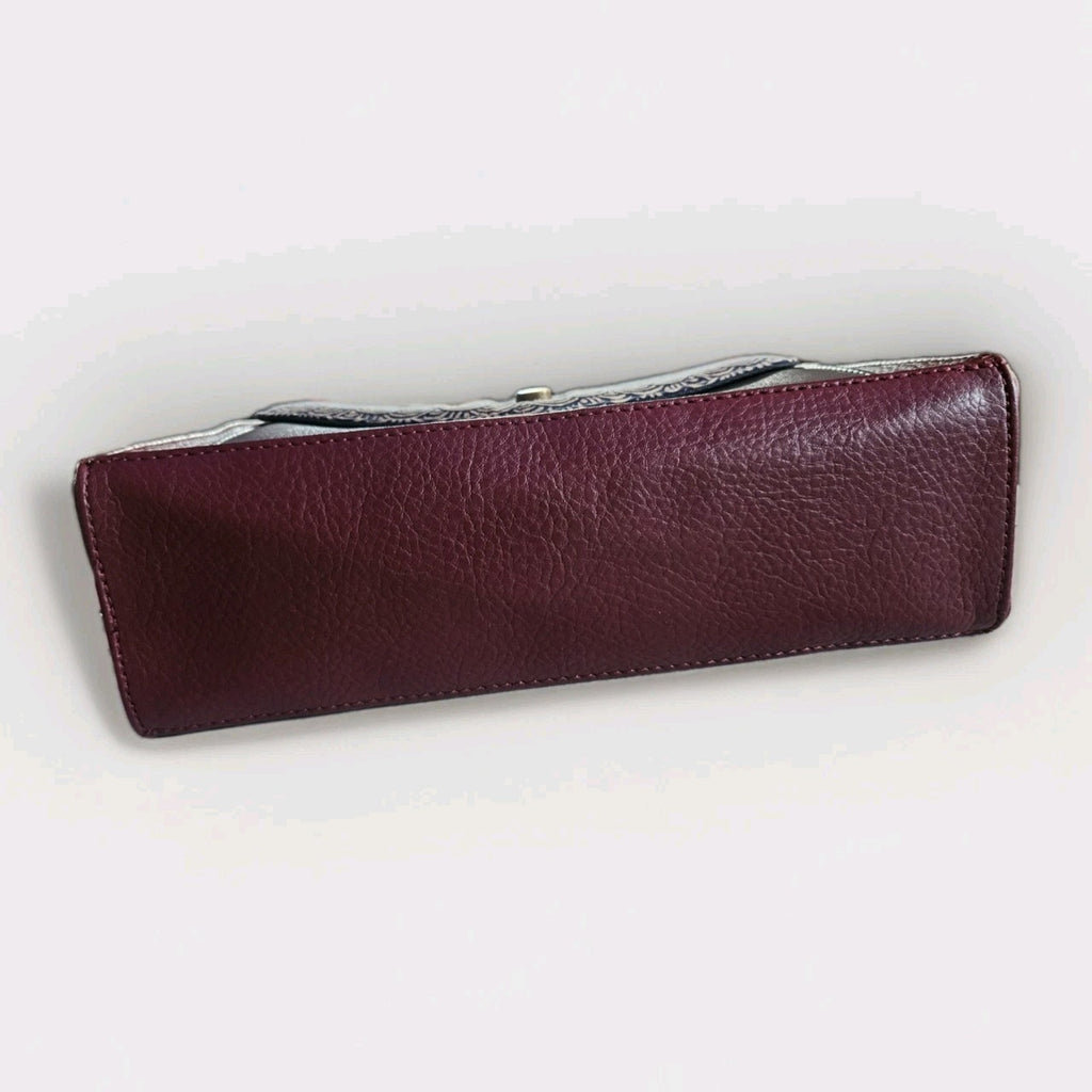 Burgundy BoeJack Design Crossbody Purse w Chain Strap & Pattern
