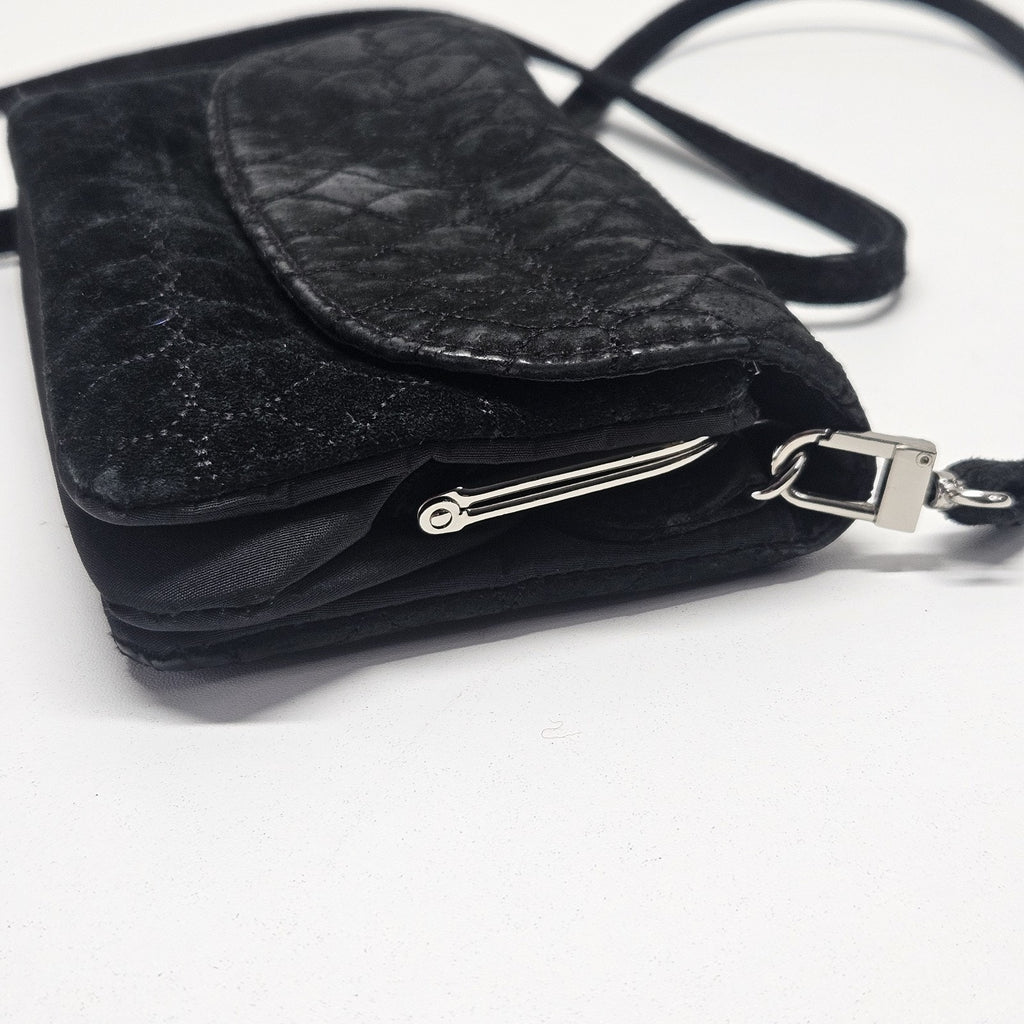 Vintage Wilsons Leather Maxima Black Suede Crossbody Quilted 90s Y2K Goth Grunge