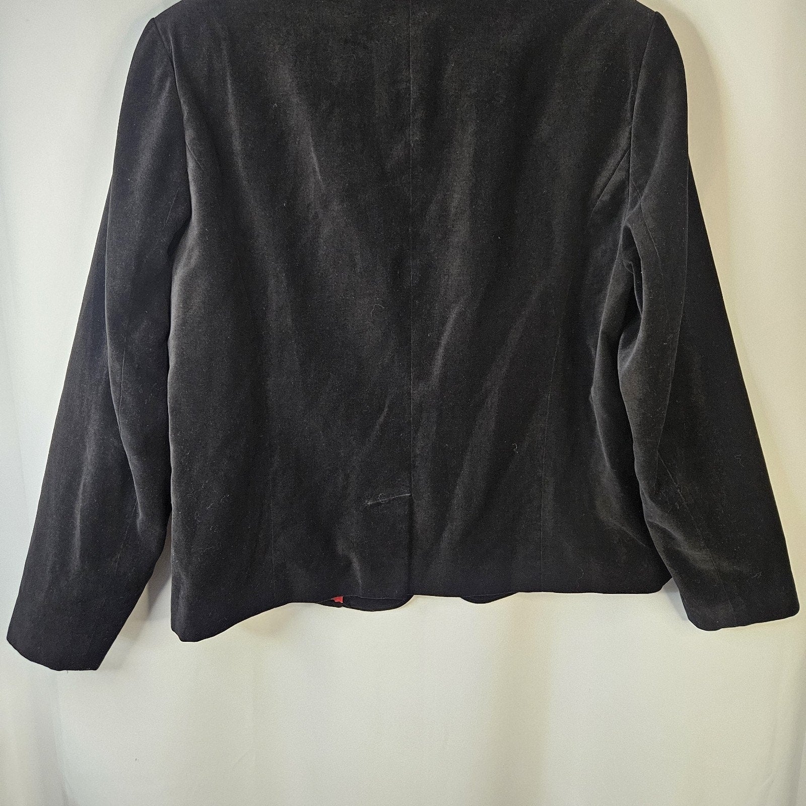 Studio Works Black Velvet Blazer with Pockets 3 Buttons Size Large