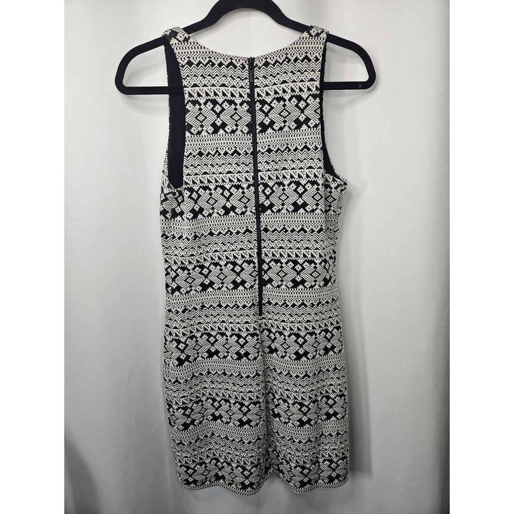 Tart Collections Faux Fur Trim Coat Jacket w/ Matching Dress Black & White Aztec