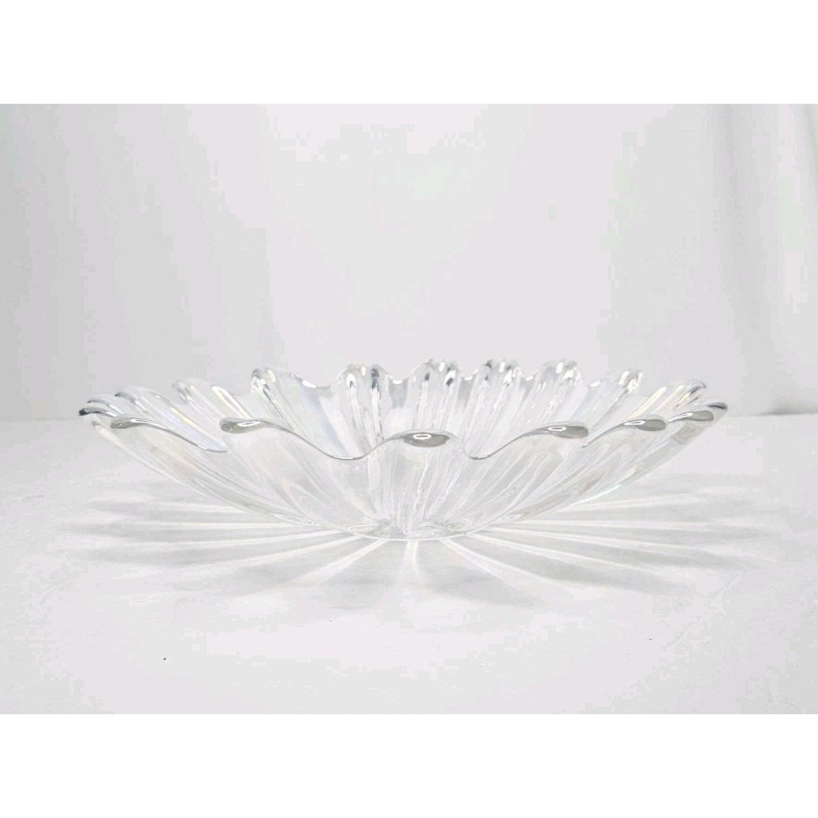 Vintage Federal Iridescent Celestial Sunburst Center Art Glass Bowl 11 3/8"