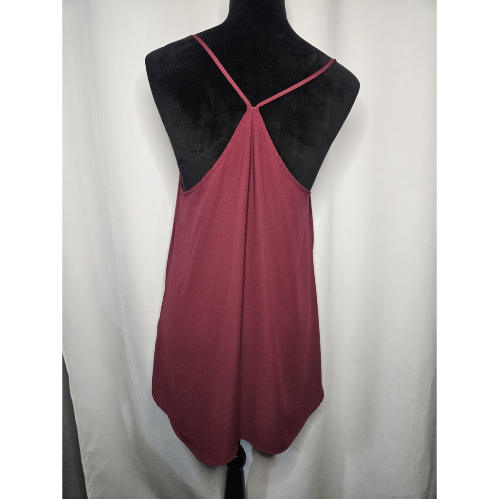 Banana Republic Twist Front Crepe Camisole Cami Sleeveless Blouse Medium Wine