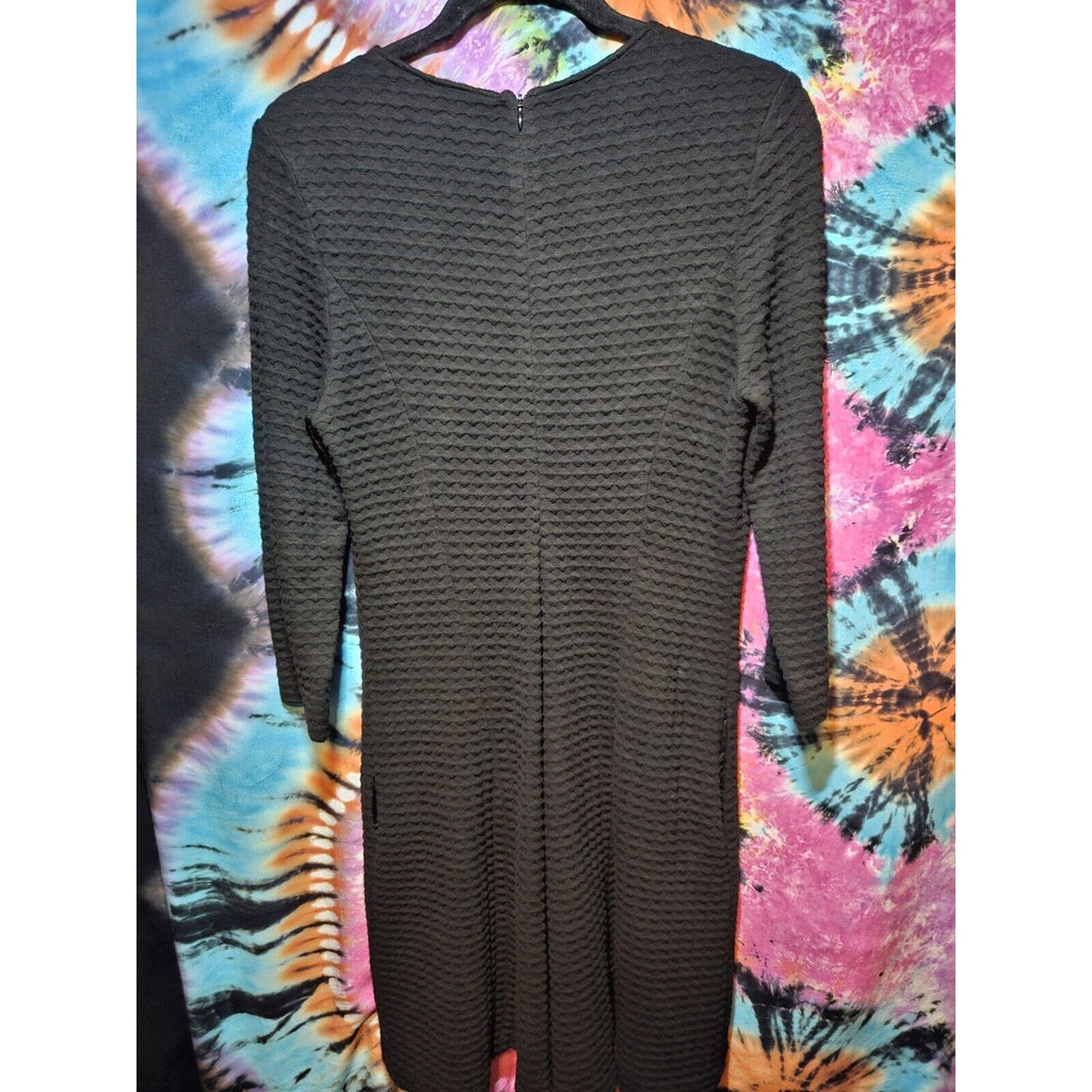 Buchanan Kane Dress Fit & Flare Black Textured Mid Dress Women's Size 6 Stretch