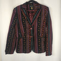 Vtg Grace Elements Corduroy Velvet Blazer Jacket Sz 10 Boho Glam Aztec
