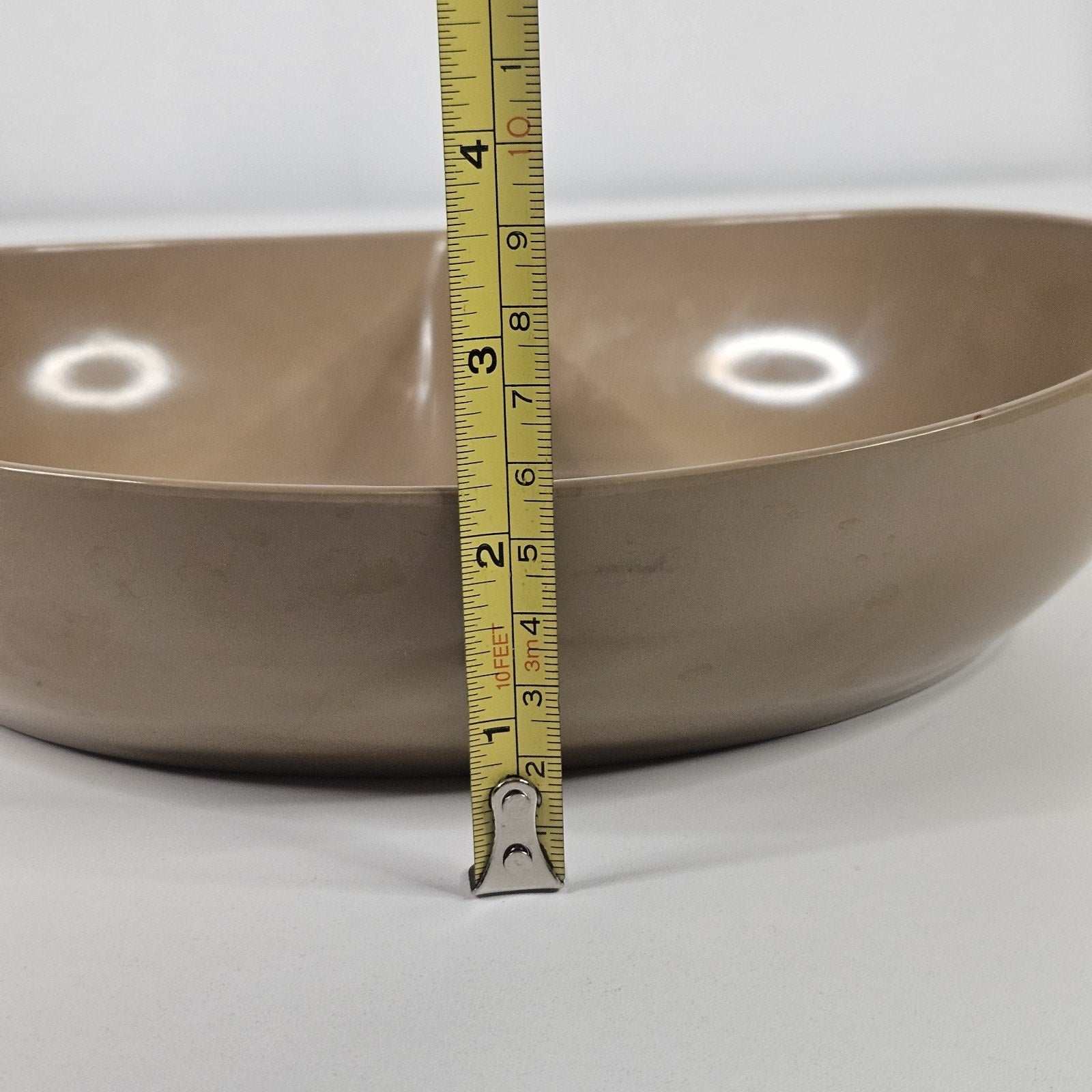 Mid Century Melmac Boonton Divided 2 Cups Serving Bowl Brown Vintage Tableware