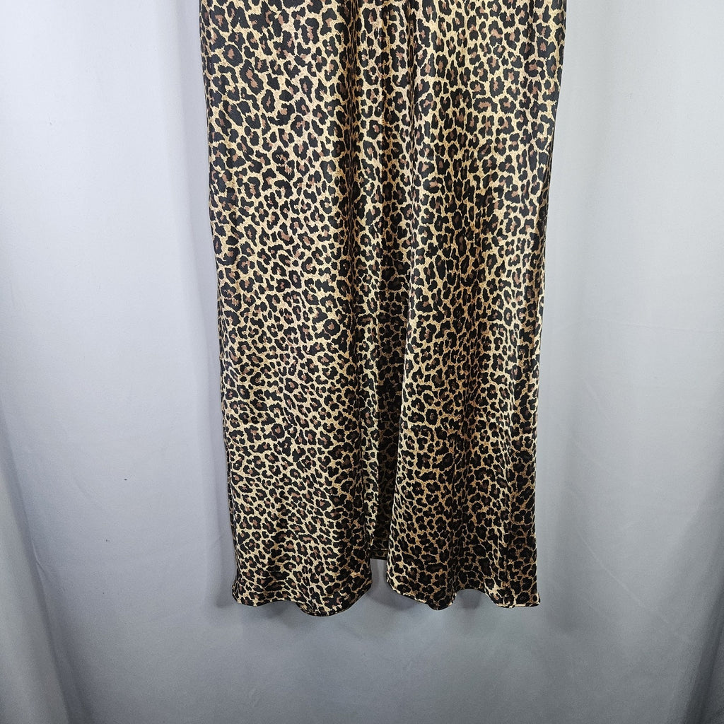 Y2K Vtg Secret Treasures Leopard Print Sexy Strappy Satin Nightgown Dress Medium