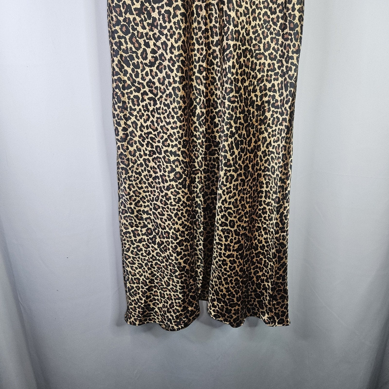 Y2K Vtg Secret Treasures Leopard Print Sexy Strappy Satin Nightgown Dress Medium