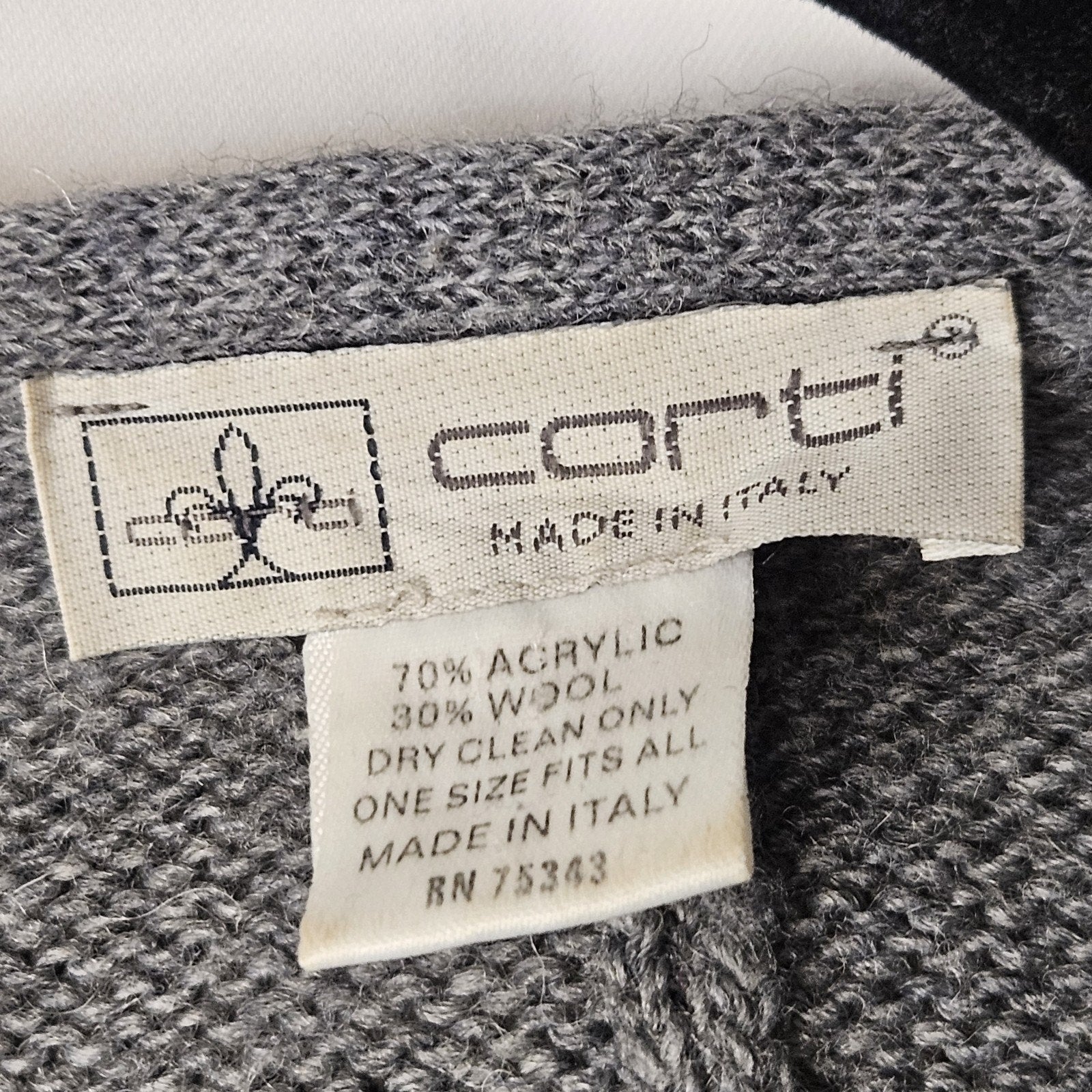 Corti Made in Italy Wool Blend Cardigan Shrug One Size Classic Cozy