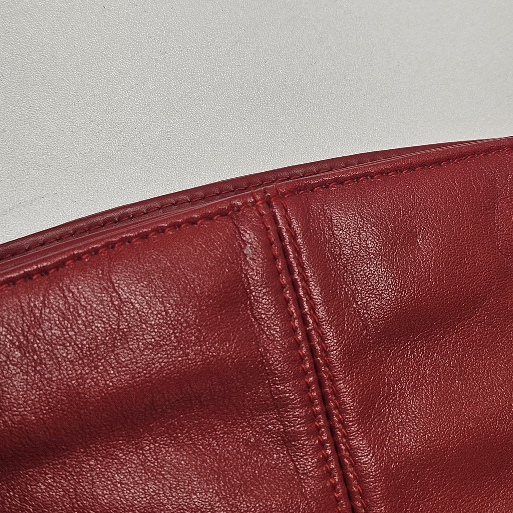 Art Deco Vintage Red Genuine Leather Clutch Bag Retro Purse Made In Hong Kong