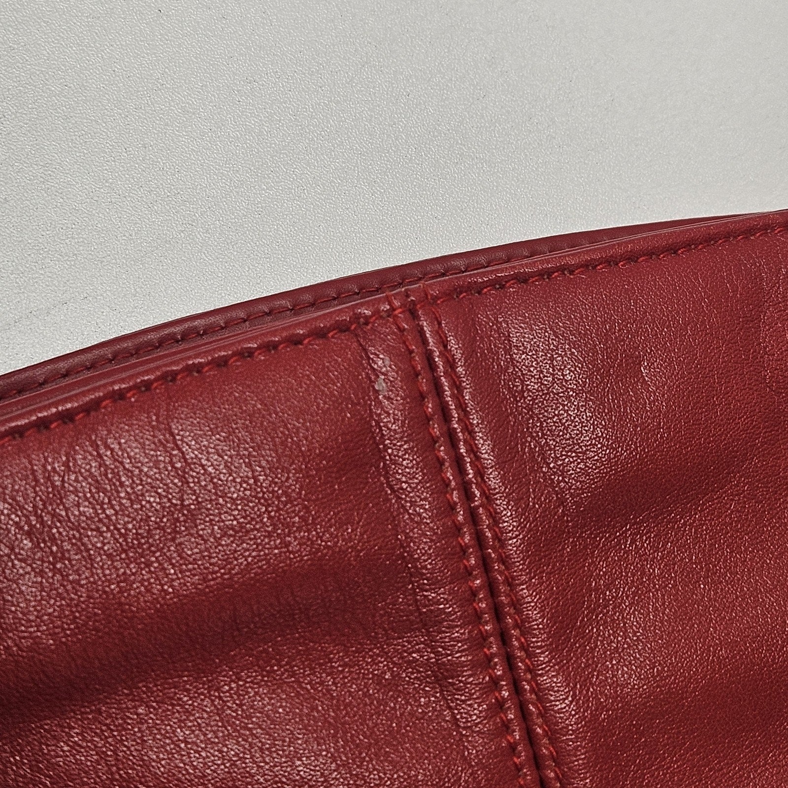 Art Deco Vintage Red Genuine Leather Clutch Bag Retro Purse Made In Hong Kong