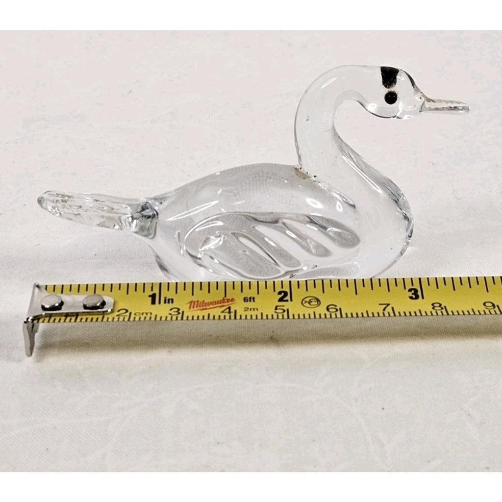 Vintage Mini Bird SWAN Shaped Crystal Glass Figurine Mid-Century Glass Art