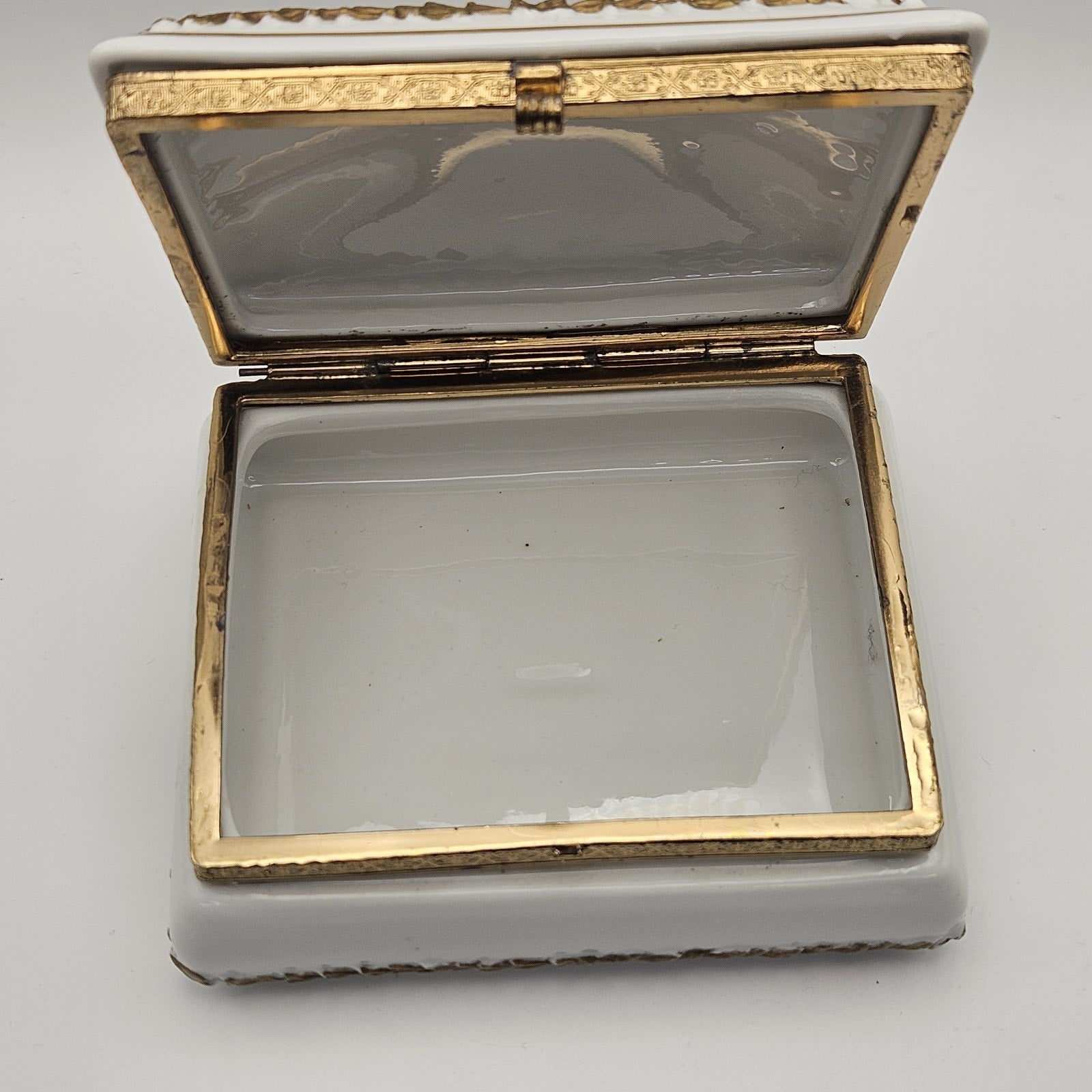 Original Arnart Creation Japan Porcelain Rose Trinket Box Jewelry Vintage