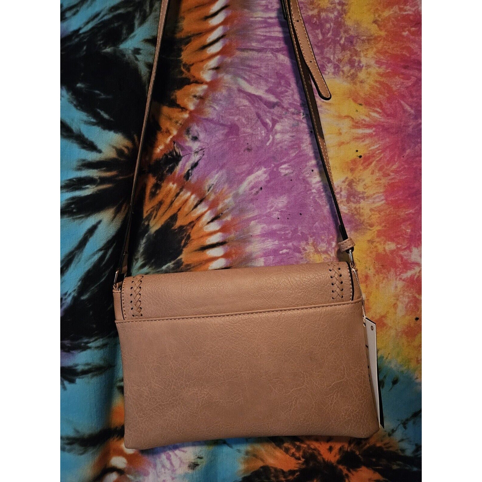 NWT Le Miel Light Blush Nude Vegan Leather Adjustable Strap Crossbody Bag Purse