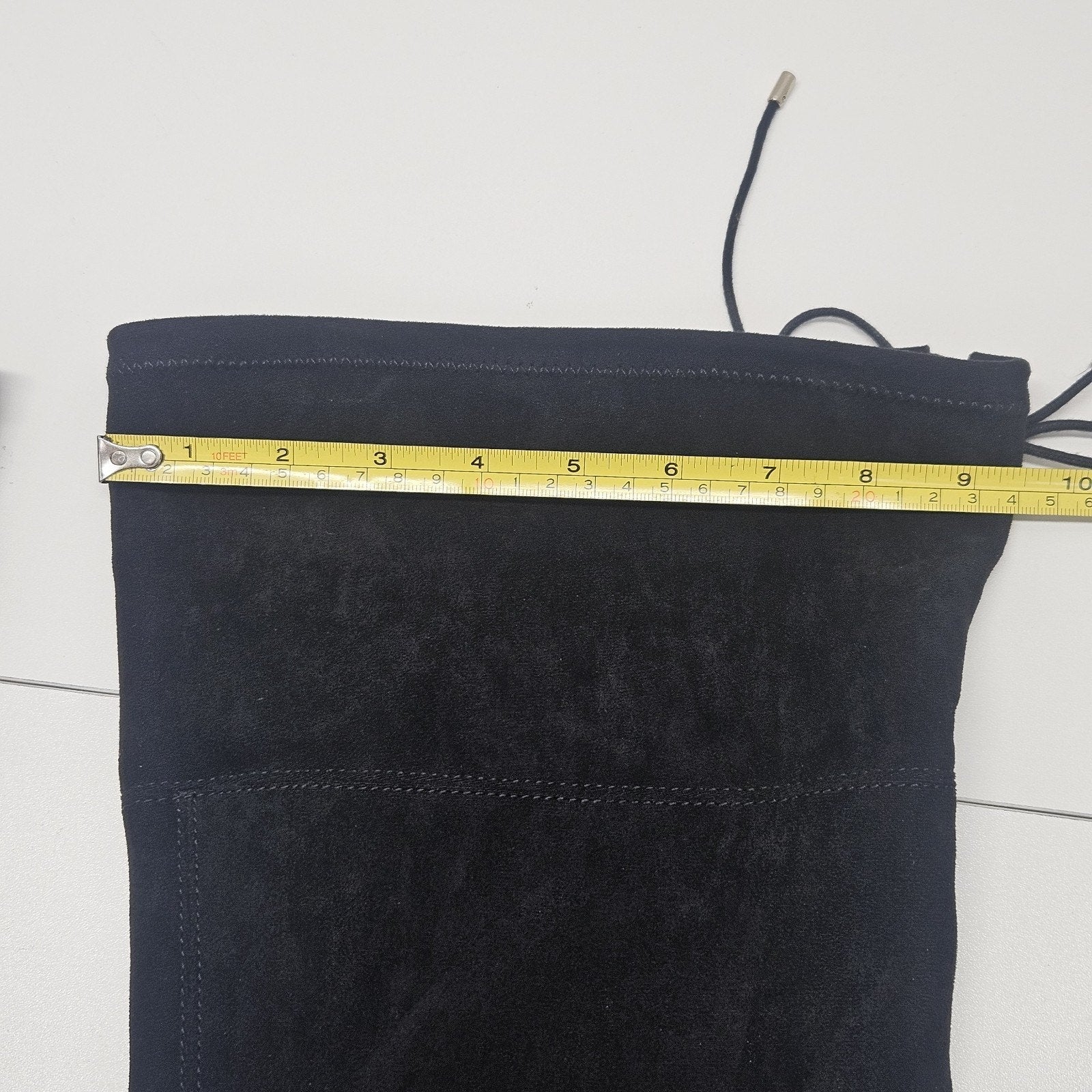 JUSTFAB Over The Knee Heeled Boots DAUPHINE Black Sz 9.5 Stretch 3" Heel Glam