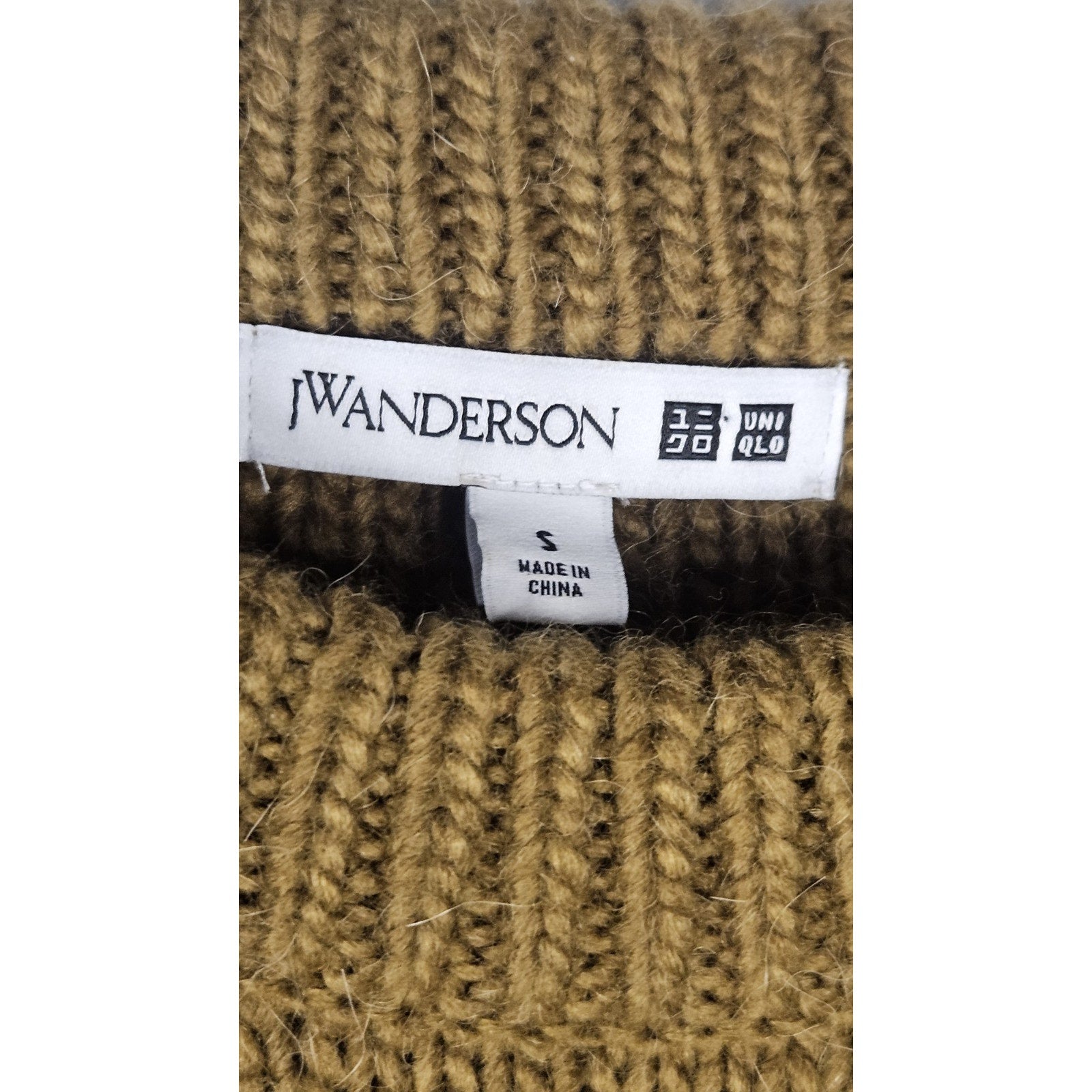 Uniqlo x JW Anderson Tan Sweater Dress Small Chunky Knit Sweater Midi Dress