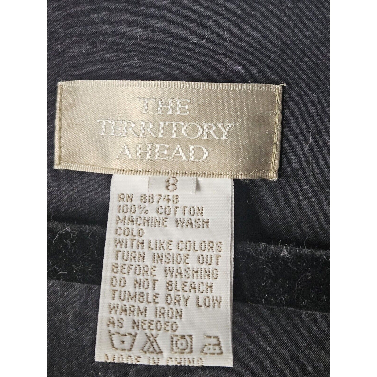 Vintage The Territory Ahead Womens Navy Beige Sleeveless Mock Wrap Midi Dress 8