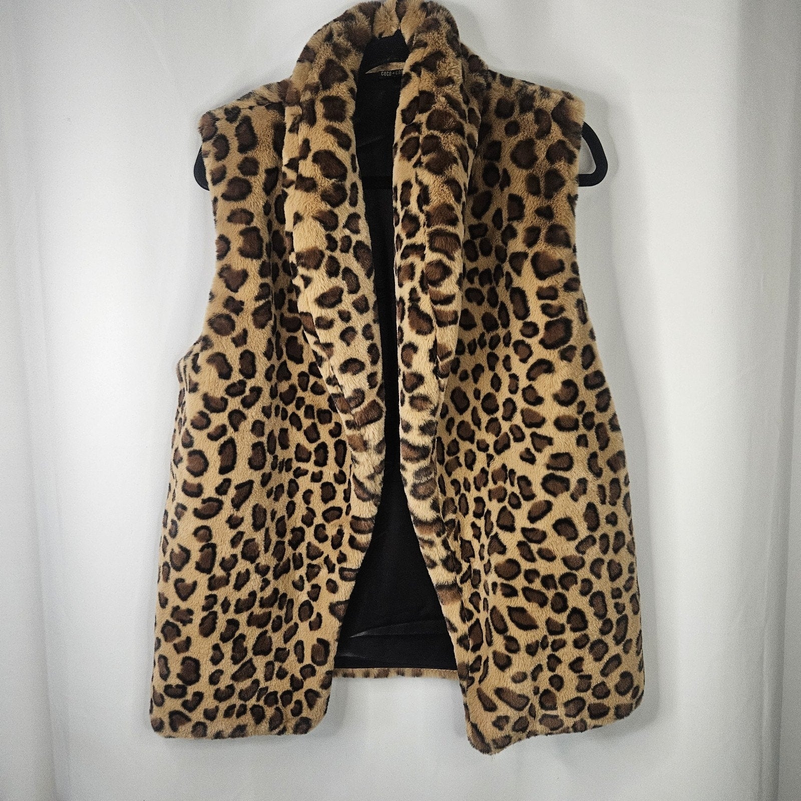 Coco + Carmen Luxe Faux Fur Vest Open Front Hook Closure Soft Size S/M