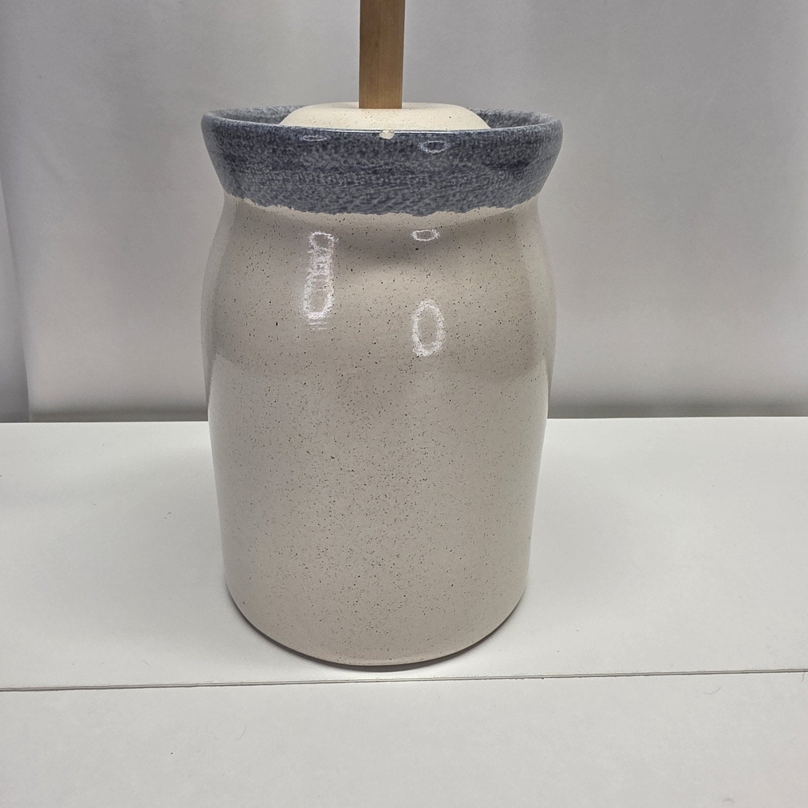 Vintage Stoneware Butter Churn 5 Gallon Crock With Lid And Masher Fruit Decor