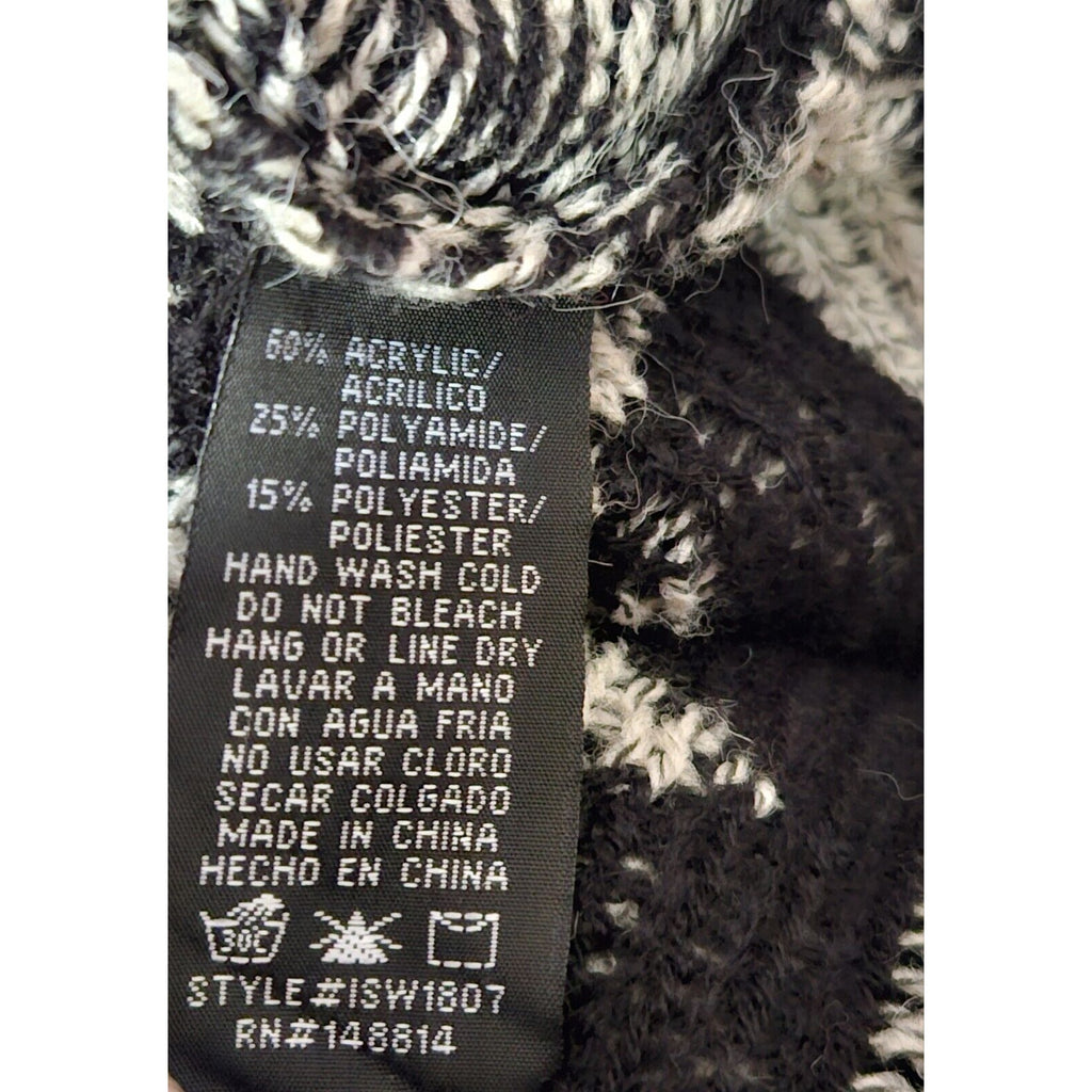 Color Swatch Black & Gray Colorful Fringe Poncho Sweater Women's S/M