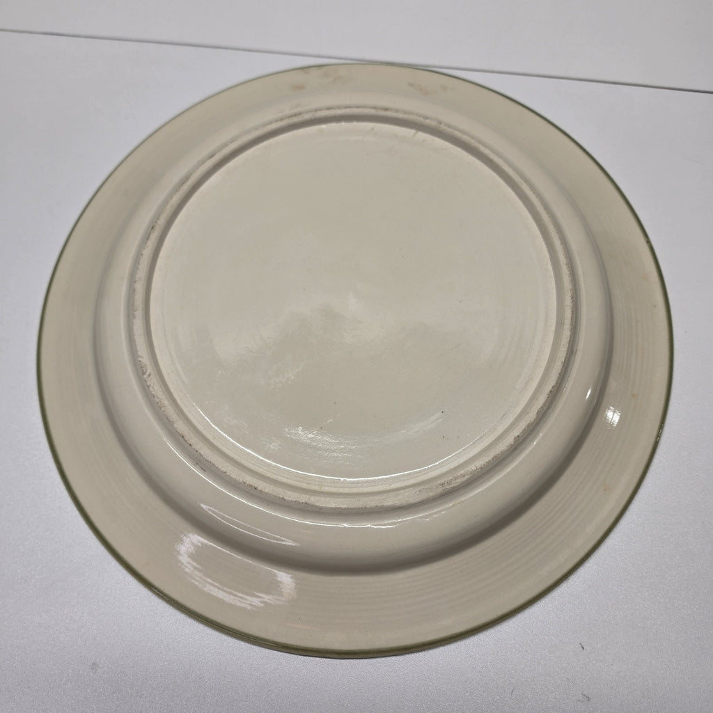 Vtg Handmade Pottery Ceramic Plate Blue Swirl Plate 13 3/4" Signed Home Decor