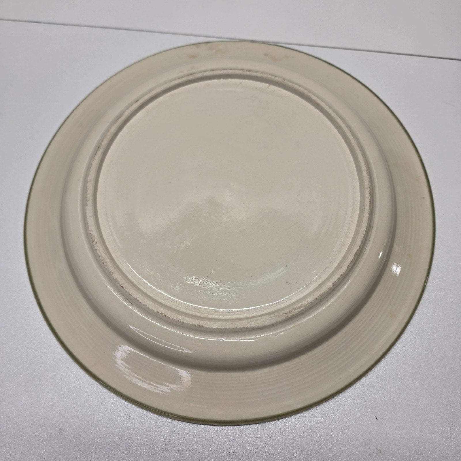Vtg Handmade Pottery Ceramic Plate Blue Swirl Plate 13 3/4" Signed Home Decor
