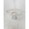 Vintage Pierced Reticulated Porcelain Pedestal Compote Bowl Gold Flowers Japan