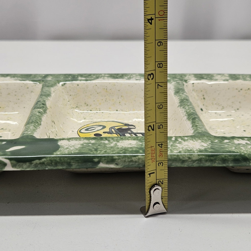Handmade Pottery Gameday Relish Tray Green Bay Packers Serving Platter