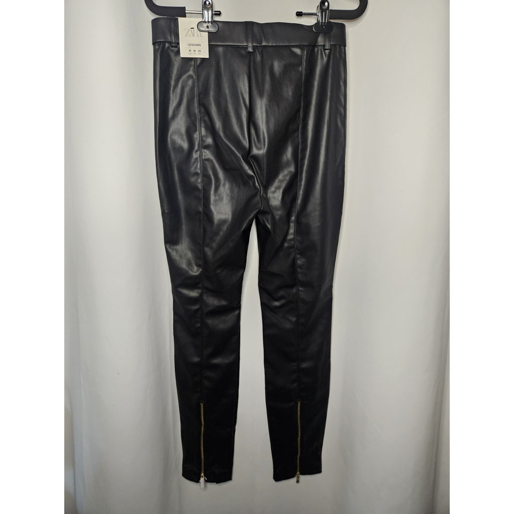 NWT Zara Women’s Faux Leather Black High Rise Legging Pants Size Medium