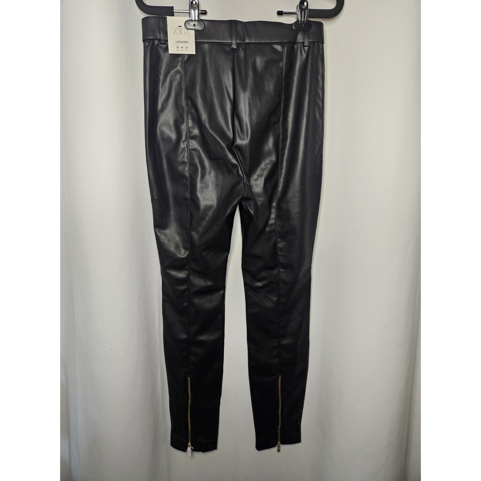 NWT Zara Women’s Faux Leather Black High Rise Legging Pants Size Medium