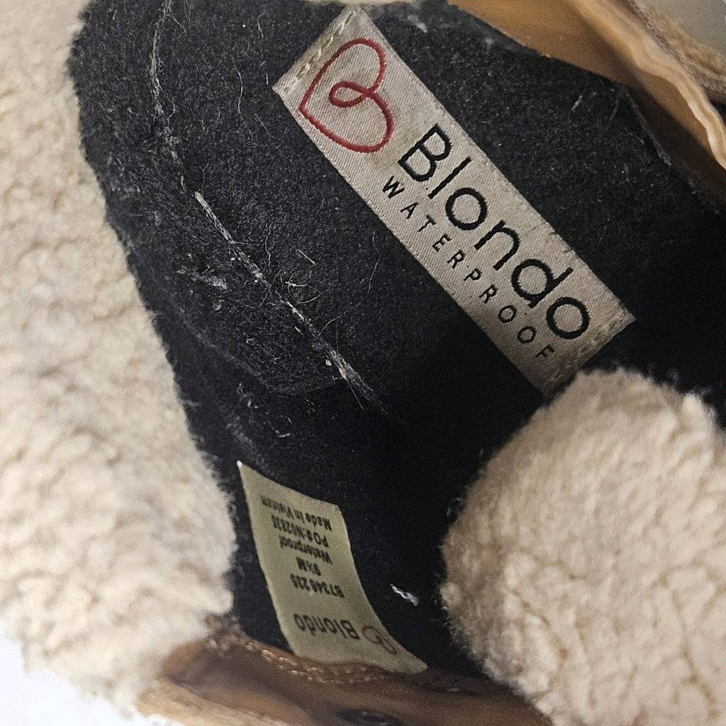 Blondo Devin Lace-Up Faux-Fur Waterproof Boots Suede Bootie 9.5 M Camel