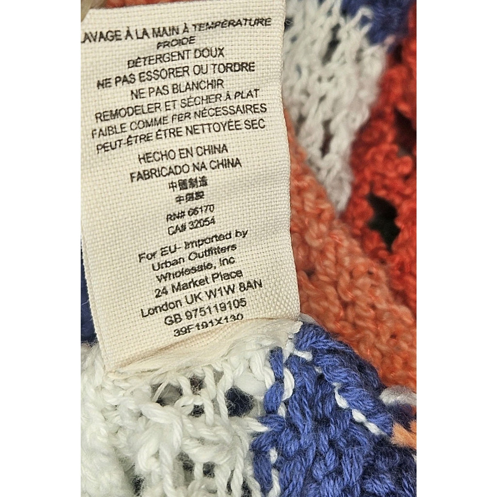 FREE PEOPLE Modern Art Geo Knit Sweater in Multi Combo Open Knit Size Small