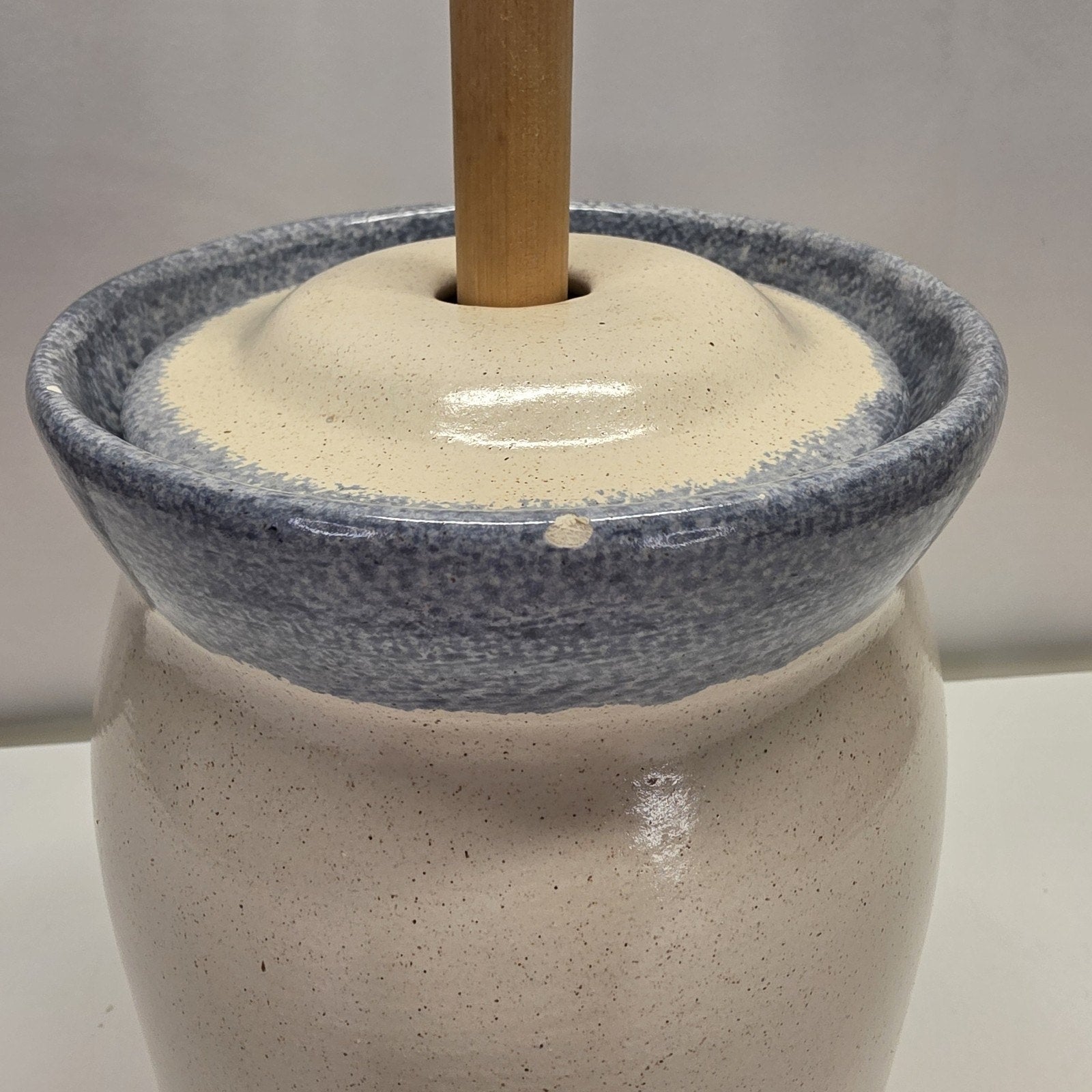 Vintage Stoneware Butter Churn 5 Gallon Crock With Lid And Masher Fruit Decor