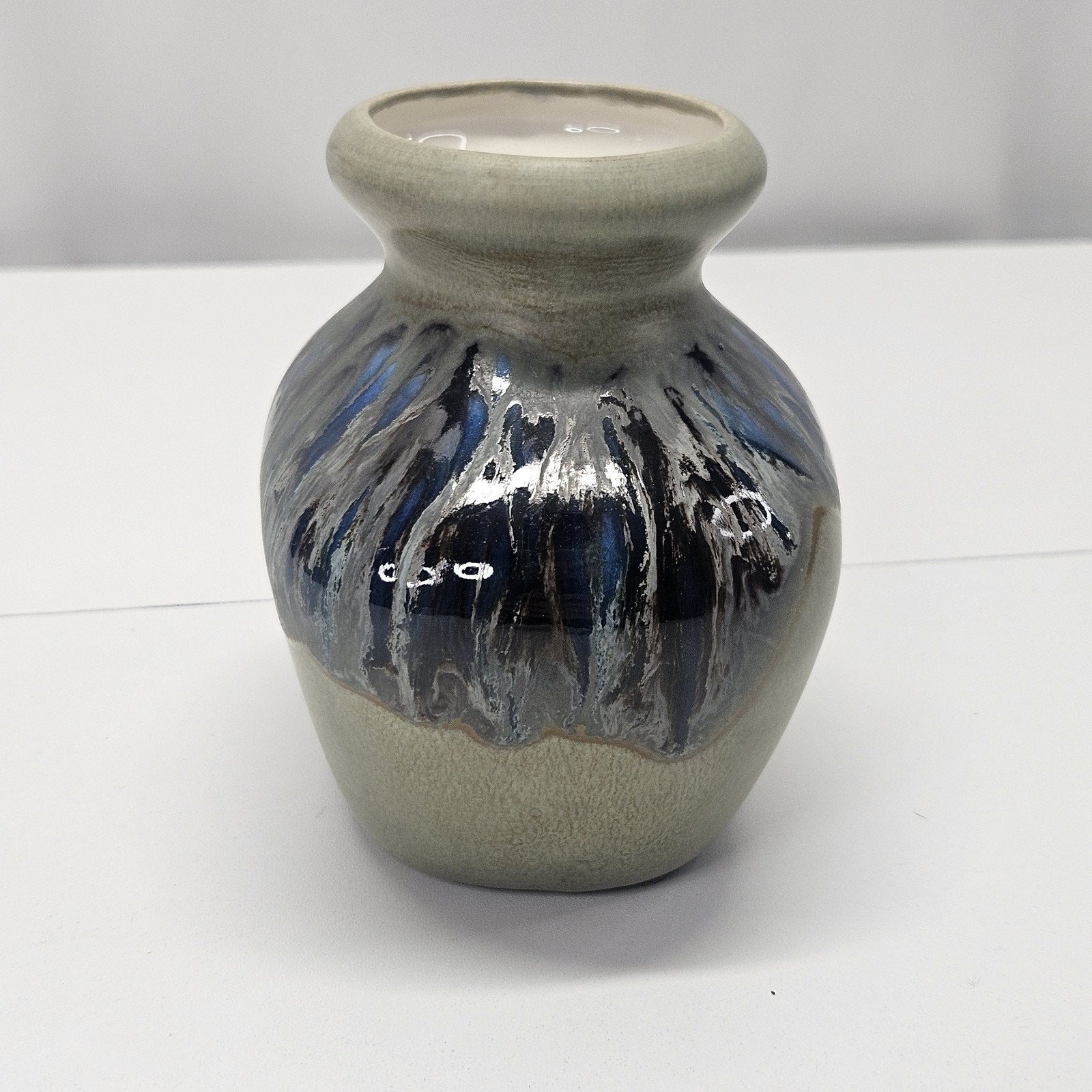Vintage 90s Studio Art Artist Signed Mini Glazed Pottery Vase 5x4"