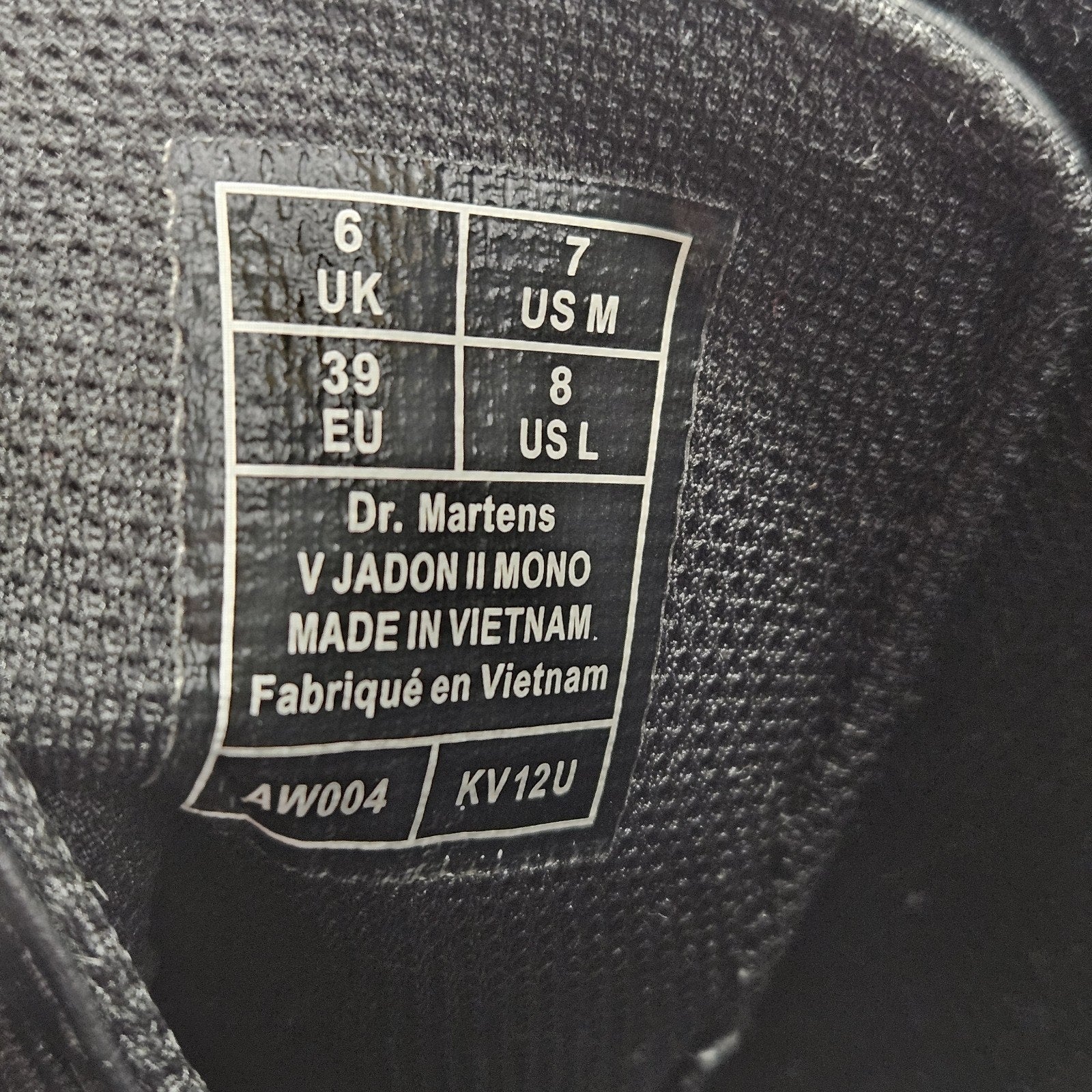 Dr. Martens V Jadon II Mono Platform Black Vegan Unisex Boot Mns 7 Womns 8