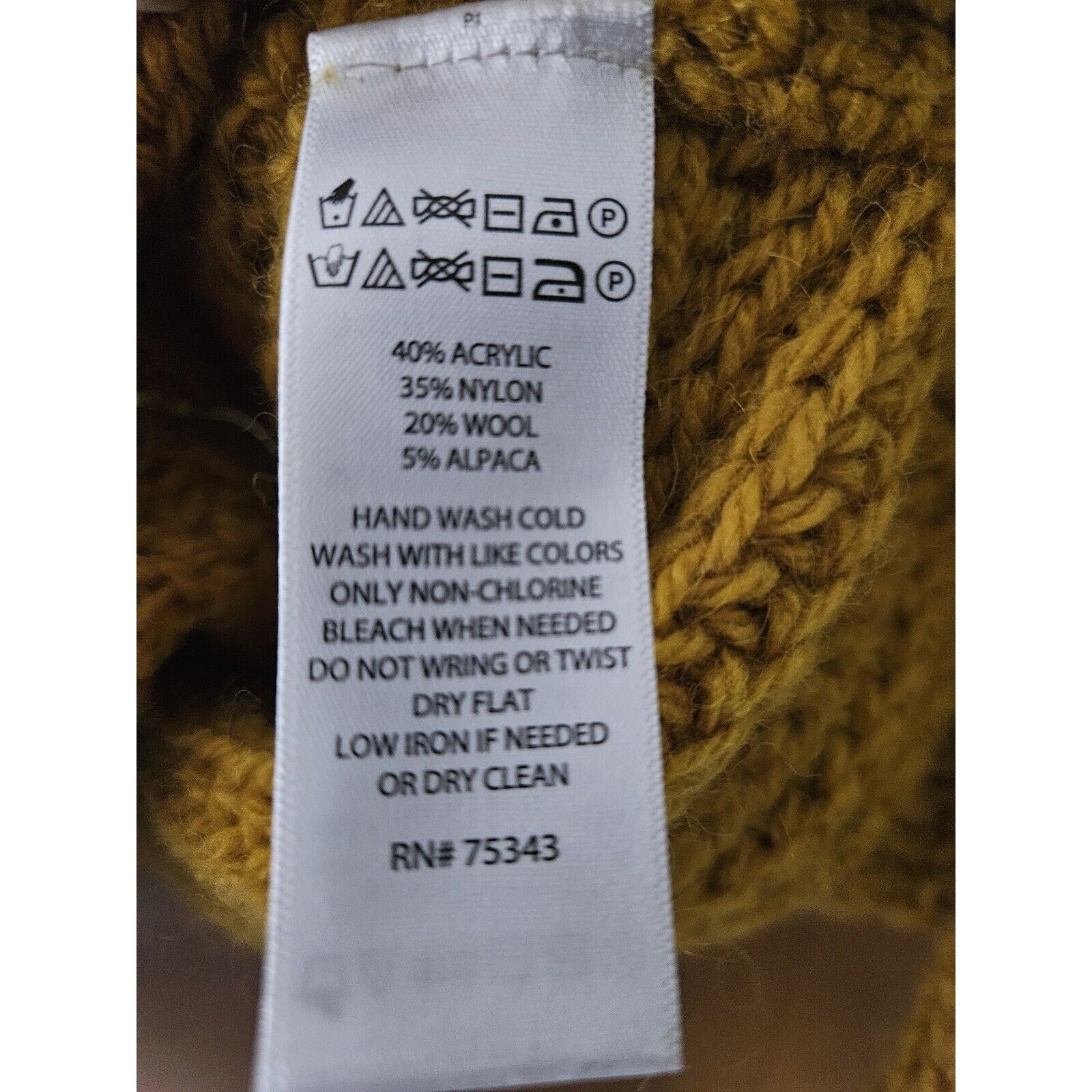 Ruby Moon Chunky Knit Open Back Wool Alpaca Sweater Sz MED Marigold/Mustard