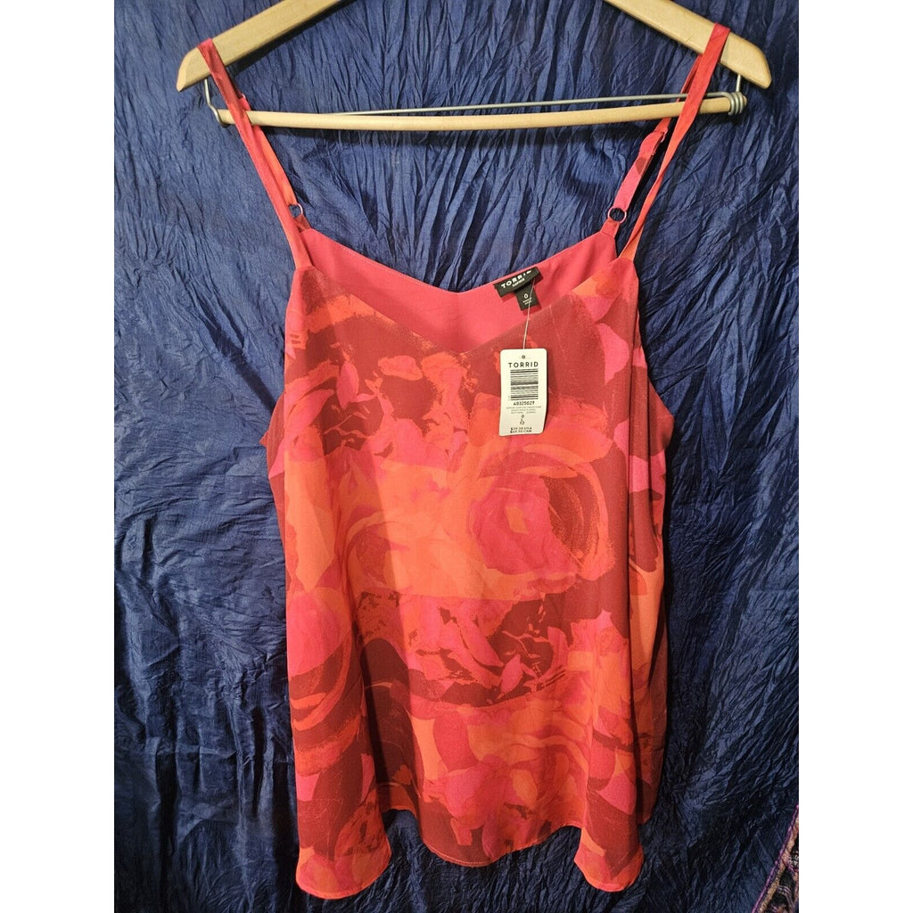 Torrid Sophie Double Layer Chiffon Swing Cami 0 (Large) Colorful Red Orange NWT