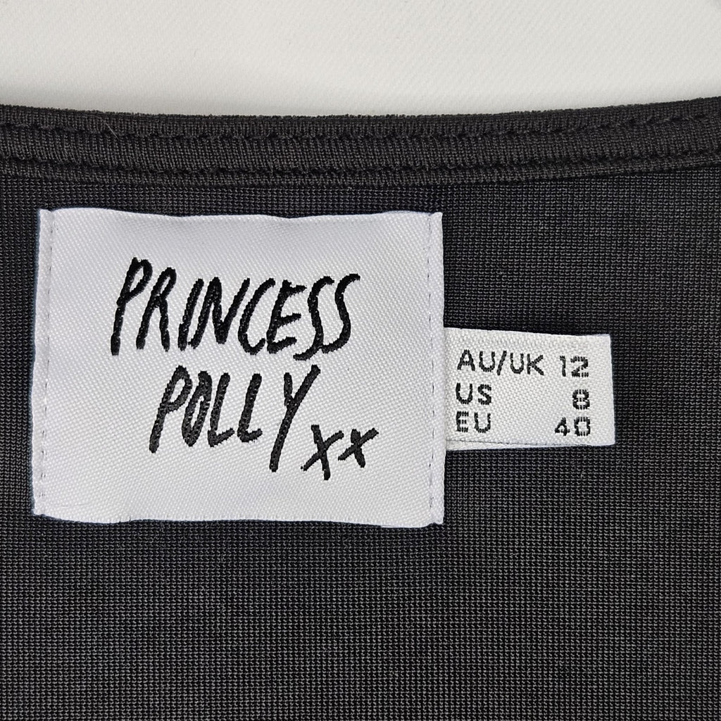 Princess Polly Black Velvet Embers Mini Dress US 8 UK 12 Gothic Glam Y2K
