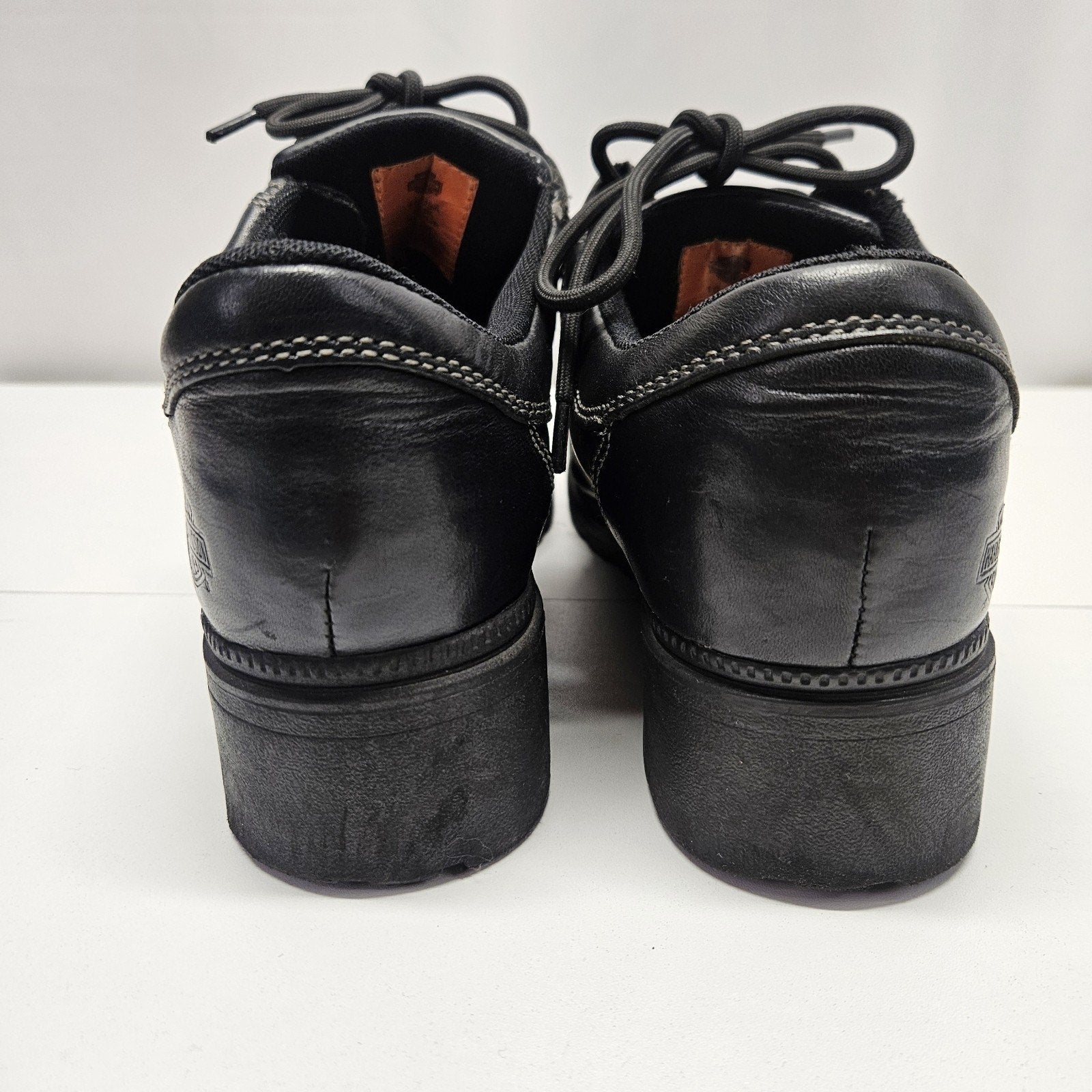 Harley-Davidson Y2K Women's Leather Chunky Heel Biker Shoes Size 10 Black Grunge