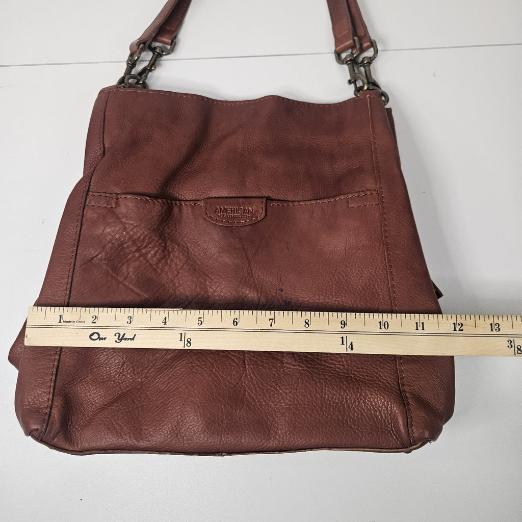 American Leather Co Women's Lenox Triple Entry Satchel Brandy Brown Shoulder Bag
