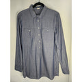 J.CREW 100% Cotton 1/2 Button Down popover shirt Long Tunic blue Sz Large 596A