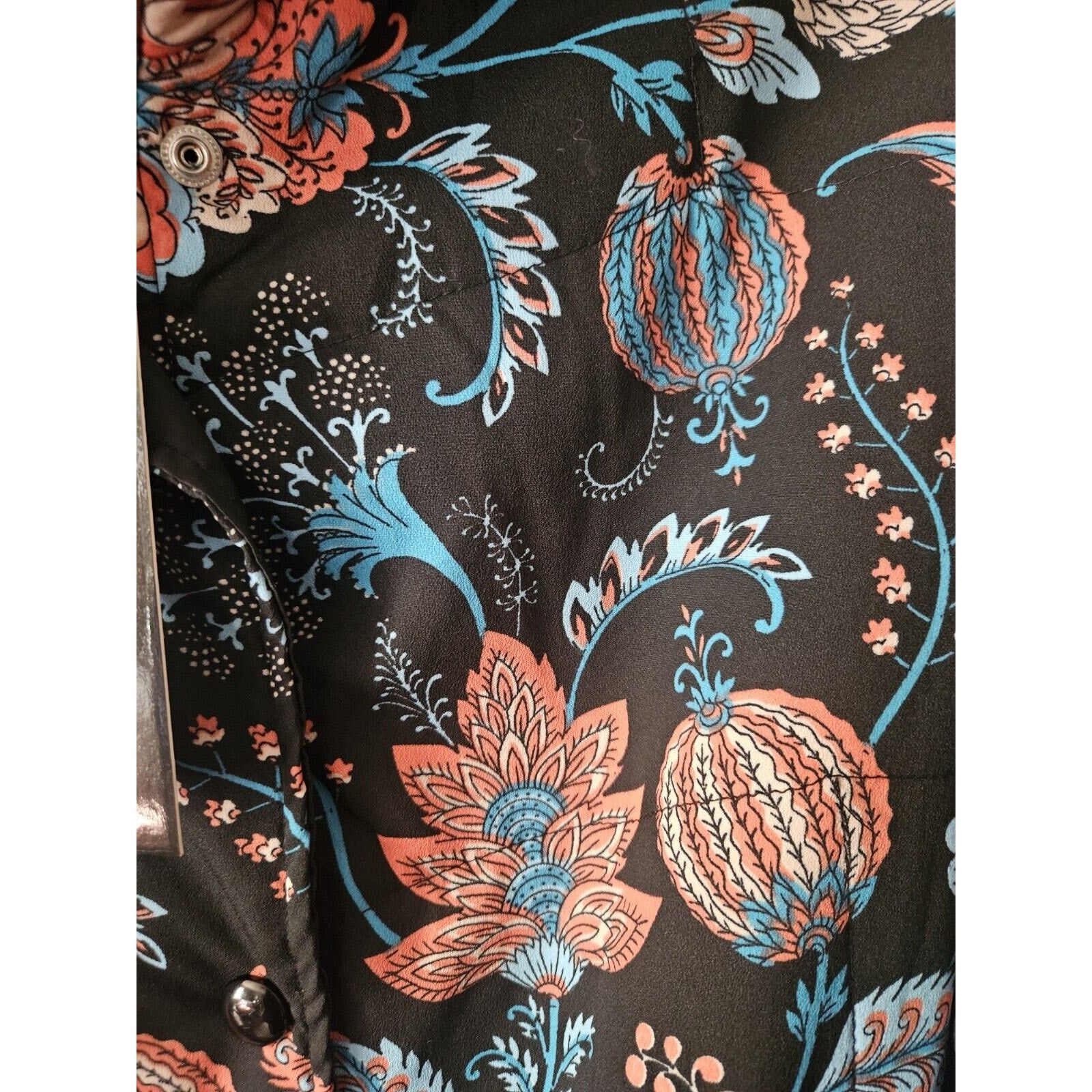 NWT Tolani Jacket Black Paisley Lightweight Coat Dbl Zip & Button Size Large