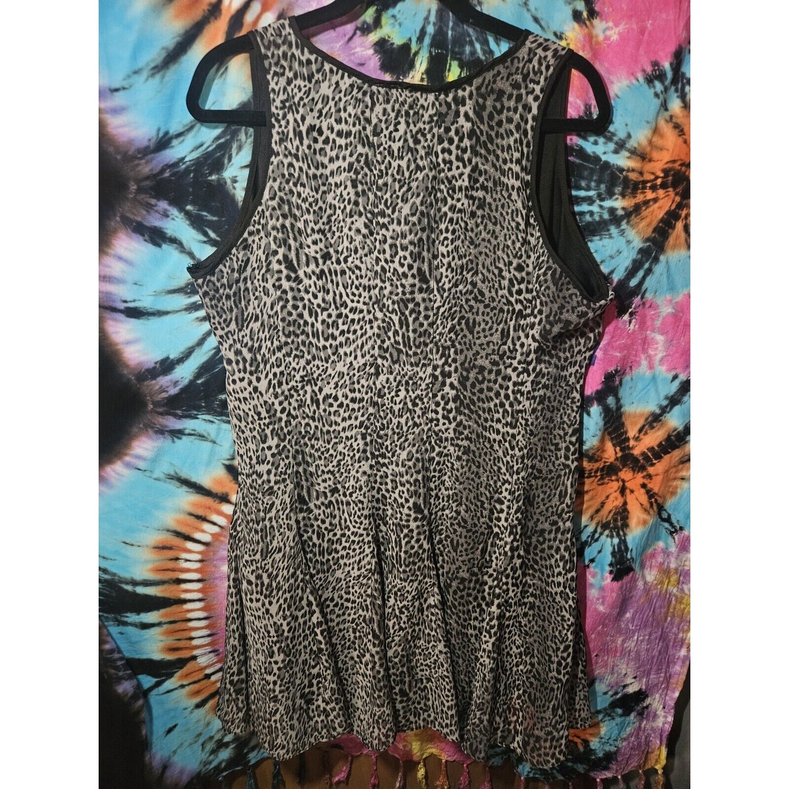 Milano Snow Leopard Tank Short Layered Dress Womens Size 14
