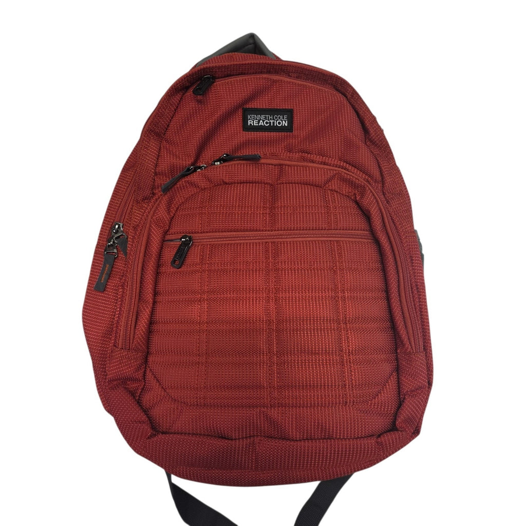 Kenneth Cole Reaction 19" Backpack 15.6" Laptop Pocket Red Gray Textured