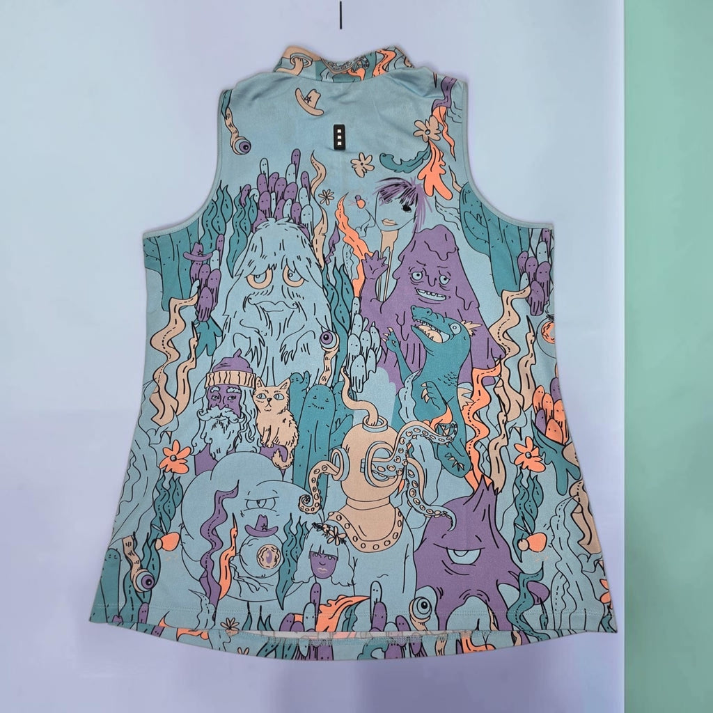 Jamie Sadock Life Animal Party Print Sleeveless Activewear Pickleball Top Large