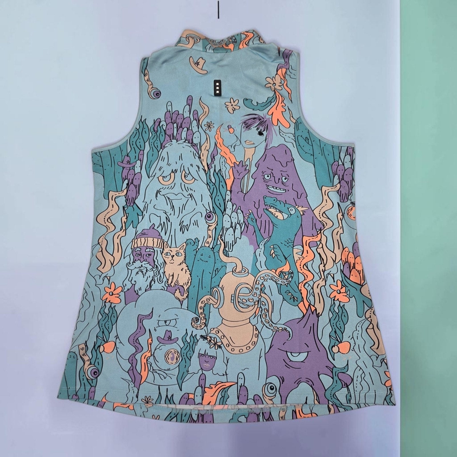 Jamie Sadock Life Animal Party Print Sleeveless Activewear Pickleball Top Large